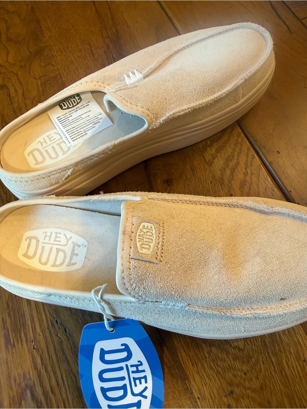 Hey Dude Women's Tan Suede Slip-On Clog Mules